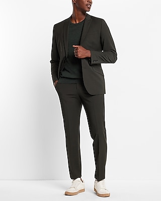 Slim Olive Wool-Blend Modern Tech Suit Pant