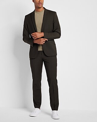 Slim Olive Wool-Blend Modern Tech Suit Pant