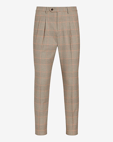 Slim Plaid Flannel Hybrid Elastic Waist Cropped Suit Pant | Express