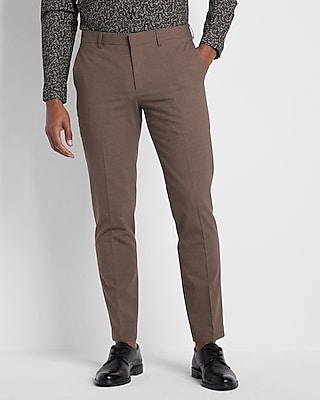 extra slim brown wool-blend modern tech suit pant
