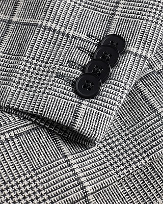 Slim Gray Plaid Wool-Blend Suit Jacket