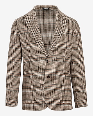 Slim Striped Brushed Knit Suit Jacket