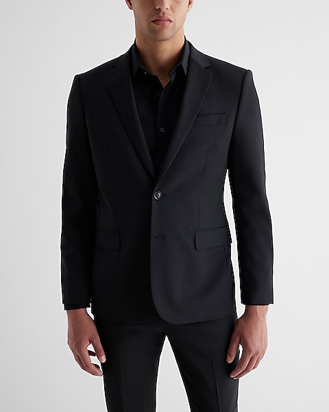 Extra Slim Solid Black Wool-blend Modern Tech Suit Jacket | Express