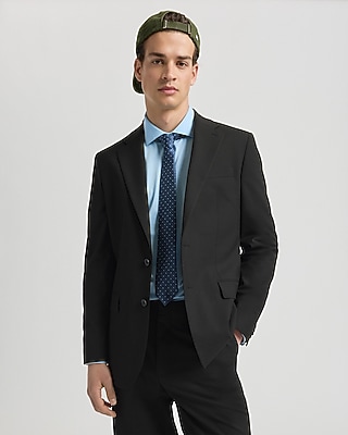 Slim Black Wool-Blend Washable Modern Tech Suit Jacket