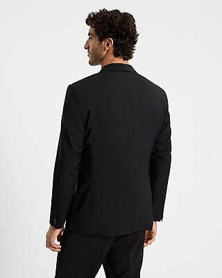 Classic Black Wool-Blend Washable Modern Tech Suit Jacket