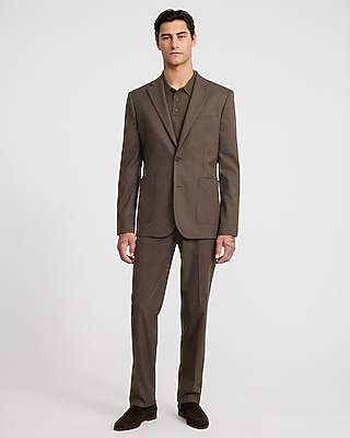 Slim Light Brown Brushed Flannel Suit Jacket