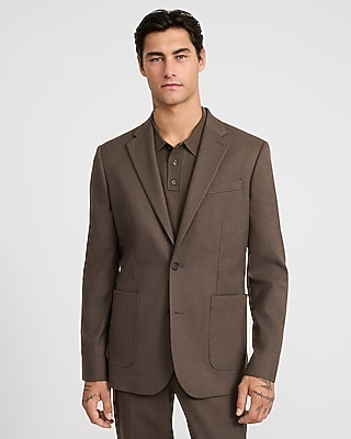 Slim Light Brown Brushed Flannel Suit Jacket