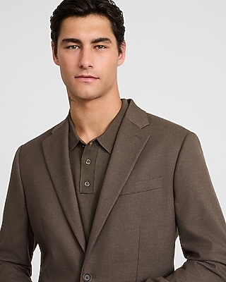 Slim Light Brown Brushed Flannel Suit Jacket
