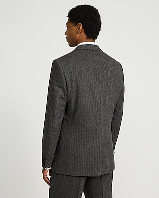 Relaxed Charcoal Herringbone Wool-Blend Suit Jacket
