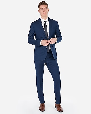 Slim Blue Wool-blend Stretch Suit 