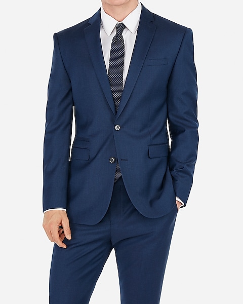 Slim Blue Wool-blend Stretch Suit Jacket | Express