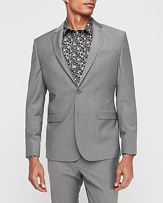 Slim Gray Wool-Blend Performance Stretch Suit Jacket