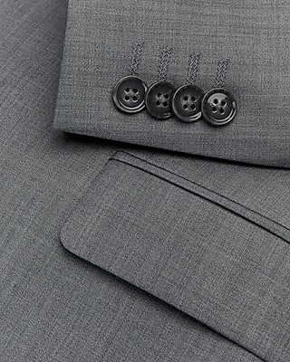 Slim Gray Wool-Blend Performance Stretch Suit Jacket