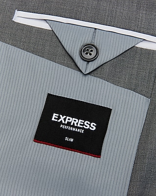 Slim Gray Wool-Blend Performance Stretch Suit Jacket