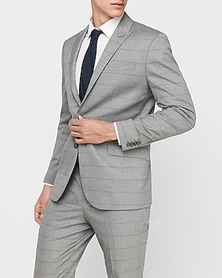 Slim Gray Wool-Blend Performance Stretch Suit Jacket