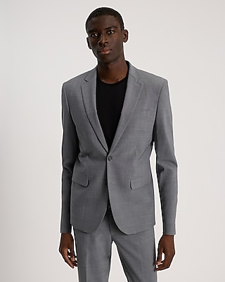 Slim Solid Black Wool-blend Double Breasted Suit Jacket