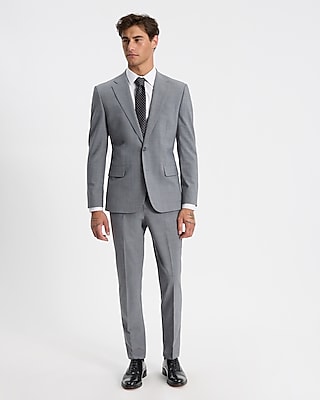 Slim Solid Gray Wool-Blend Modern Tech Suit Jacket