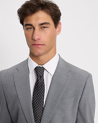 Slim Solid Gray Wool-Blend Modern Tech Suit Jacket