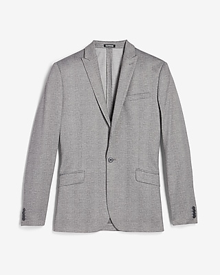 Slim Textured Light Gray Luxe Comfort Soft Suit Jacket