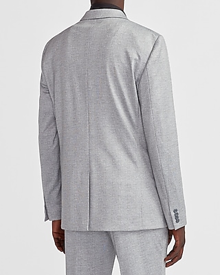 Slim Textured Light Gray Luxe Comfort Soft Suit Jacket