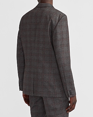 Slim Charcoal Plaid Luxe Comfort Knit Suit Jacket