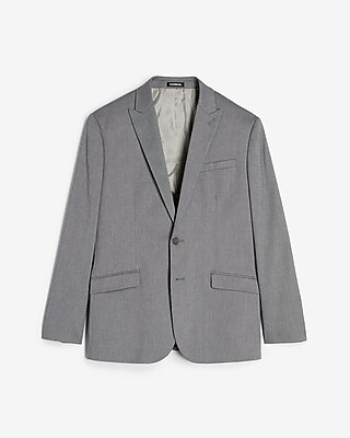 Classic Textured Gray Cotton-Blend Suit Jacket