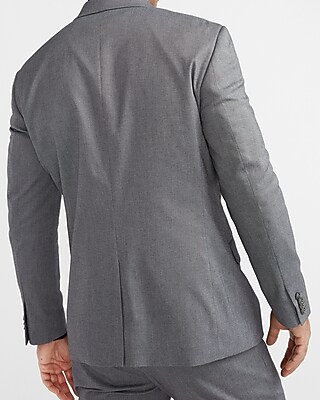 Classic Textured Gray Cotton-Blend Suit Jacket