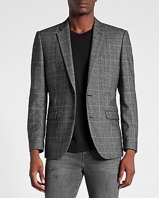 plaid wool blend jacket