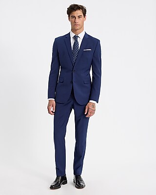 Slim Blue Wool-Blend Modern Tech Suit Jacket