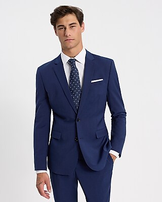 Slim Blue Wool-Blend Modern Tech Suit Jacket