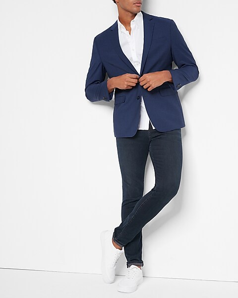 boohoo Mens Relaxed Contrast Panel Suit Jacket - Blue 36