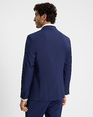 Classic Blue Wool-Blend Washable Modern Tech Suit Jacket