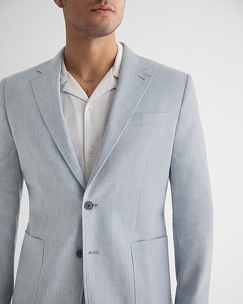 Sky Blue Linen & Pale Stripe Suit