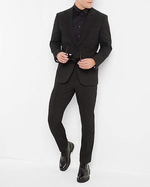 Slim Black Striped Seersucker Suit Jacket | Express