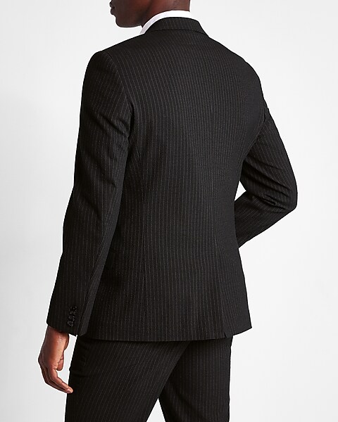 Slim Black Striped Seersucker Suit Jacket | Express