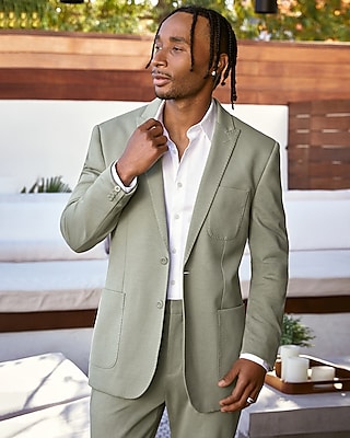 Slim Solid Green Knit Suit Jacket | Express