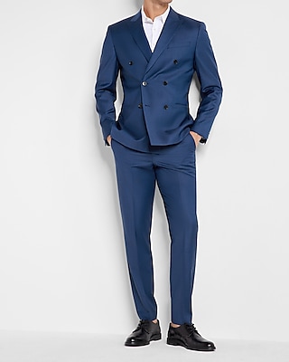 Slim Solid Blue Wool-Blend Suit Jacket