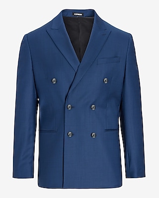 Slim Solid Blue Wool-Blend Suit Jacket
