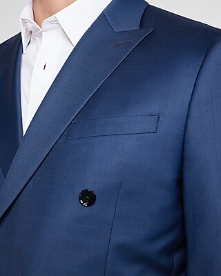 Slim Solid Blue Wool-Blend Suit Jacket