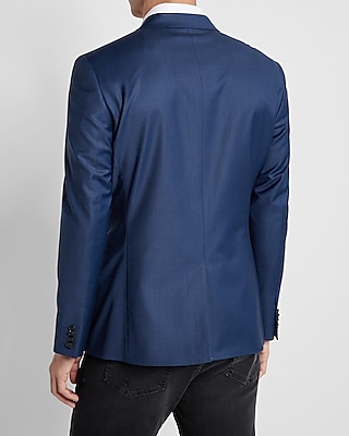 Slim Solid Blue Wool-Blend Suit Jacket