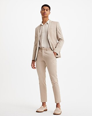 Extra Slim Solid Khaki Cotton Suit Jacket