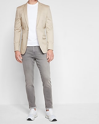 Extra Slim Solid Khaki Cotton Suit Jacket