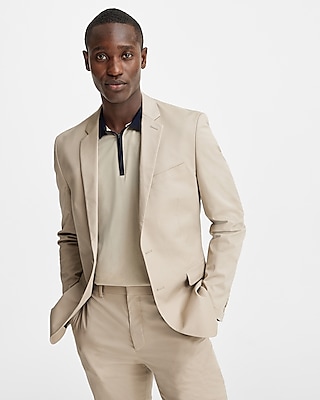 Extra Slim Solid Khaki Cotton Suit Jacket