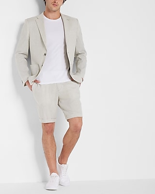 Extra Slim White Striped Linen-Blend Suit Jacket