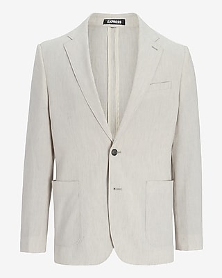 Extra Slim White Striped Linen-Blend Suit Jacket
