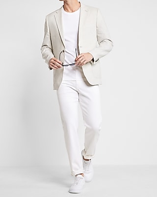 Extra Slim White Striped Linen-Blend Suit Jacket