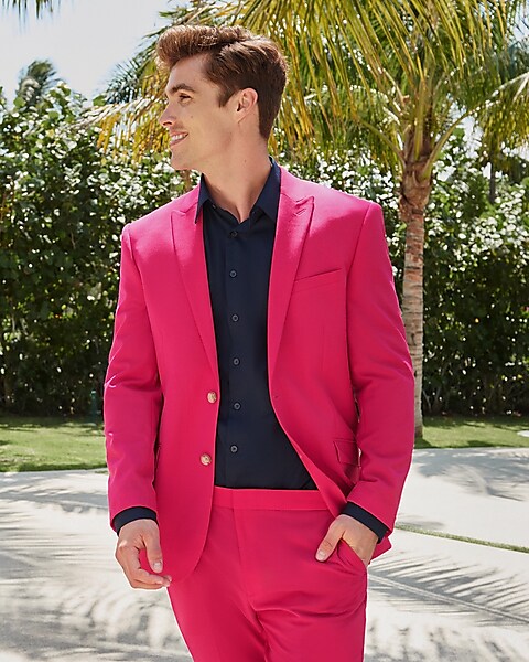 Extra Slim Solid Pink Wool-blend Modern Tech Suit Jacket