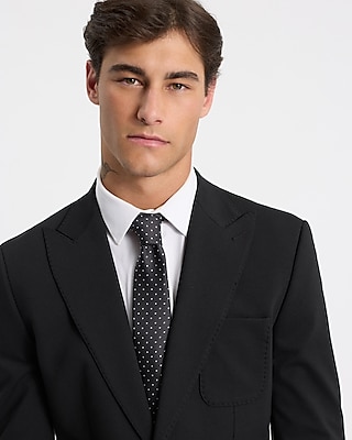 Slim Black Stretch Cotton-Blend Knit Suit Jacket