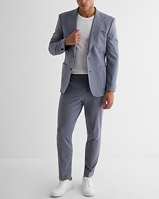 Slim Slate Gray Stretch Cotton-blend Suit Jacket | Express