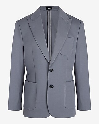 Slim Slate Gray Stretch Cotton-blend Suit Jacket | Express